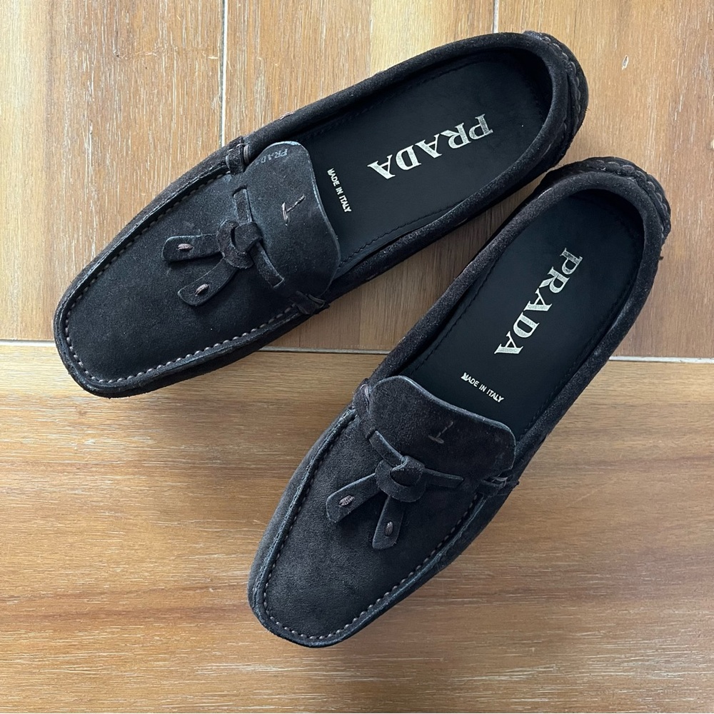 Prada Brown Suede Loafers